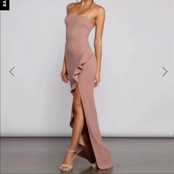 slim fit dress slacks Anisley Strapless High Slit Column Formal Dress main image 1